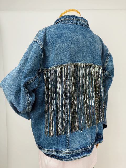 JAQUETA JEANS FRANJA STRASS - GG