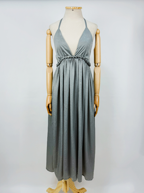 VESTIDO CINZA ACETINADO - M