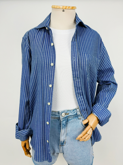 CAMISA AZUL LISTRAS - M
