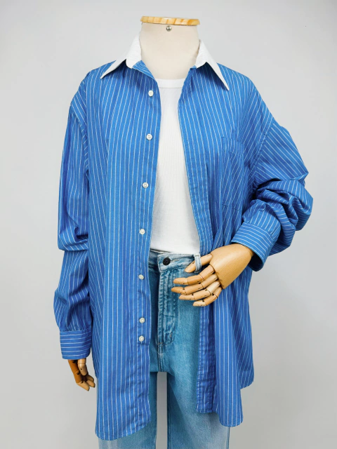 CAMISA LISTRADA AZUL - G