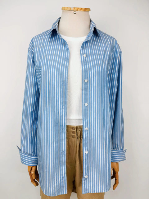 CAMISA LISTRADA AZUL - M