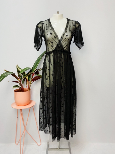 VESTIDO TRANSPARÊNCIA ESTRELAS - P