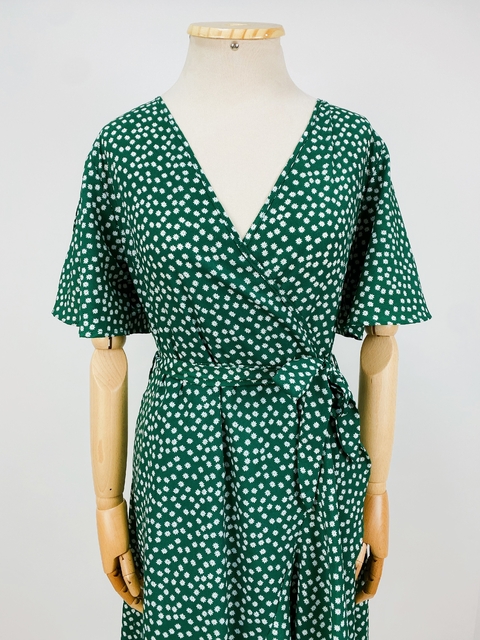 VESTIDO FLORAL VERDE - M