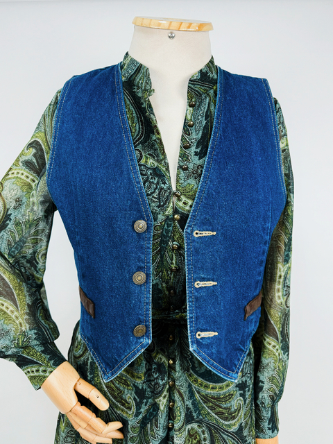 COLETE JEANS DETALHE CAMURÇA - M