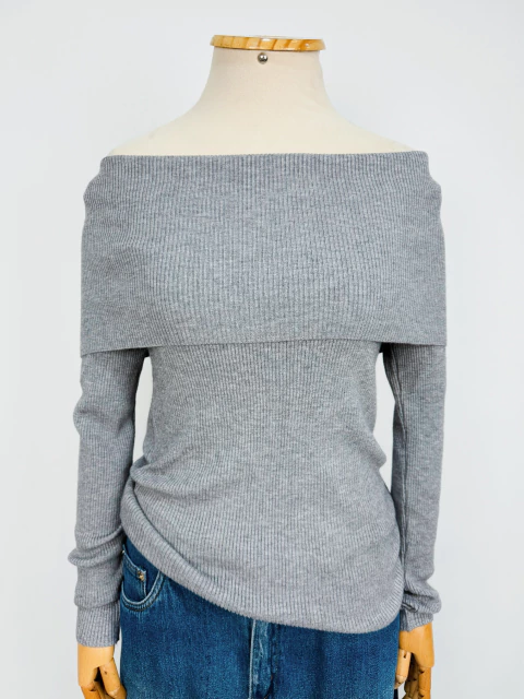 BLUSA OMBRO À OMBRO CINZA - P