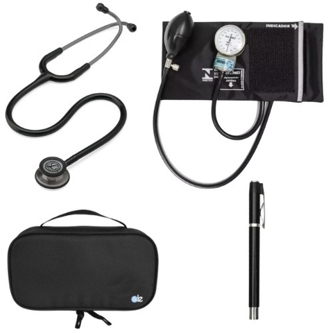 Conjunto Acadêmico – Littmann Classic III Smoke + Esfigmo Pamed Preto + Lanterna Clínica Preta + Case Preta - comprar online