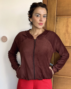 Bomber Nina veludo cotelê terracota