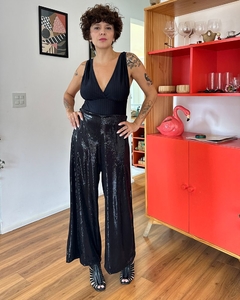Pantalona Elis paetê preto