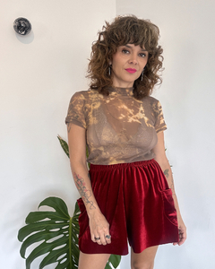 Shorts Jade veludo vermelho