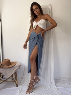Falda Maui Lurex celeste - tienda online