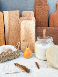 FRASCO VIDRIO TAPA MADERA - Casa Clara BsAs Deco