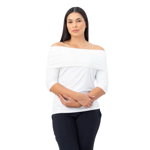 Blusa Ombro a Ombro – Manga Curta com Decote Dobrado em Fluity - comprar online