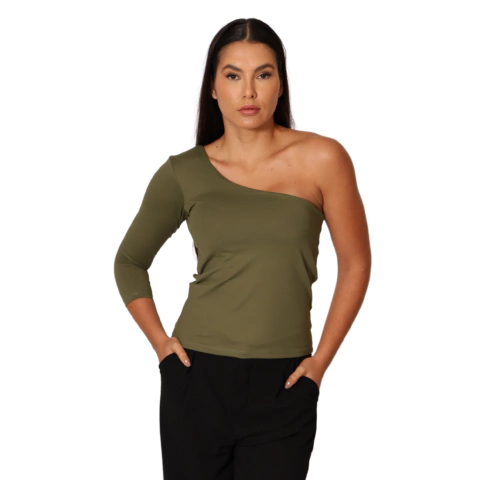 BLACK RP - Blusa Um Ombro Só – Manga 7/8 em Suplex Light - comprar online
