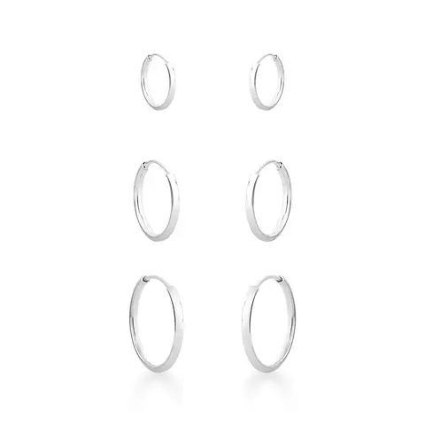 Trio de Prata Argolas Lisas