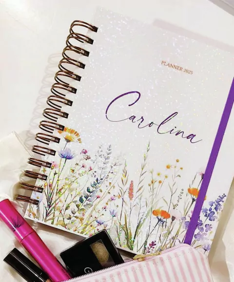 Planner 2025 com caneta - Capa Primavera