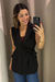 Colete Feminino Alongado com Faixa - Preto - comprar online