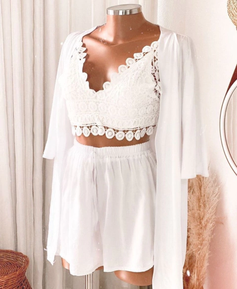 Max Kimono + Short Off-White - comprar online