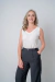 Regata gola "V" VISCOLINHO OFF WHITE - loja online