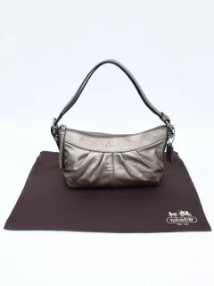 Bolsa Coach Metallic Gray Leather - Paris Brechó