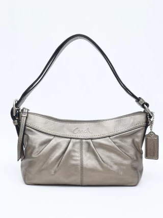 Bolsa Coach Metallic Gray Leather