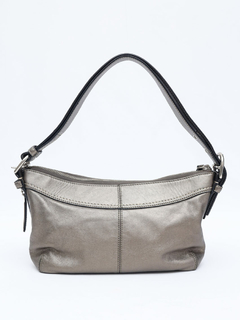 Bolsa Coach Metallic Gray Leather - Paris Brechó