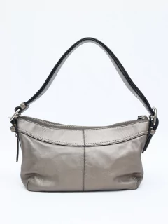 Bolsa Coach Metallic Gray Leather - Paris Brechó