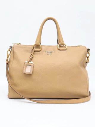 Bolsa Prada Vitello Daino Leather Large Tote