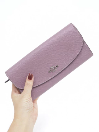 Carteira Coach Couro Lilas