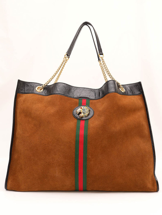 Gucci Suede Maxi Rajah Tote