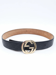 Cinto Gucci Interlocking Buckle Preto - TAM 85 na internet