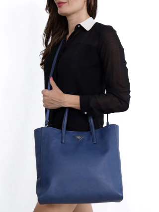 Bolsa Prada Saffiano Tote Azul Large - comprar online