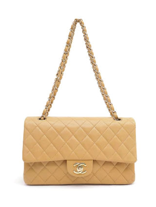 Bolsa Chanel Lambskin Bege Duble Flap