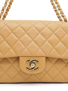 Bolsa Chanel Lambskin Bege Duble Flap