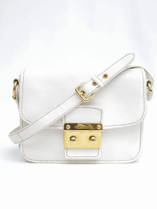 Bolsa Miu Miu Madras Couro Branco