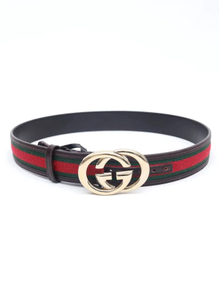 Cinto Gucci Interlocking G Web Bicolor