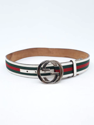 Cinto Gucci Web Interlocking Branco