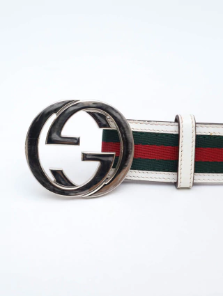 Cinto Gucci Web Interlocking Branco - comprar online