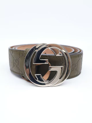 Cinto Gucci Interlocking Buckle TAM 100