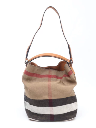Bolsa Bucket Burberry Ashby House Check Marrom - comprar online
