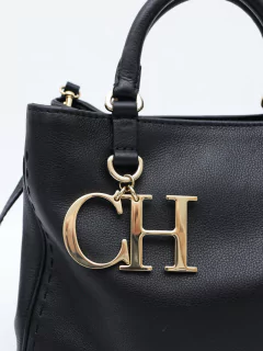 Bolsa Carolina Herrera CH Black Leather - Paris Brechó
