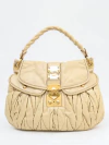 Bolsa Miu Miu Coffer Couro Bege