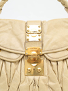 Bolsa Miu Miu Coffer Couro Bege