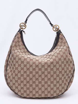 Gucci Beige/Ebony GG Twins Large Hobo