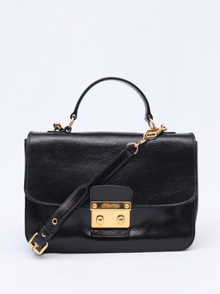 Bolsa Miu Miu Push Lock Flap Top Handle Preta