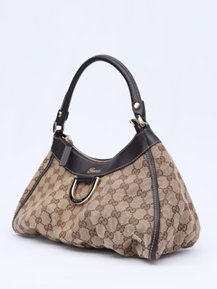 Bolsa Gucci Beige/Ebene GG Canvas Abbey Hobo - loja online