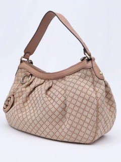 Bolsa Gucci Beige/Pink Diamond Medium Sukey Hobo - Paris Brechó