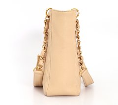 Bolsa Chanel Beige Quilted Caviar Leather Petite Shopping Tote - Paris Brechó