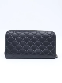 Gucci Black Guccissima Continental Zip
