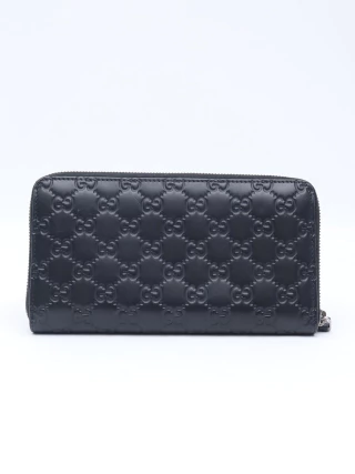 Gucci Black Guccissima Continental Zip
