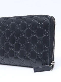 Gucci Black Guccissima Continental Zip - Paris Brechó